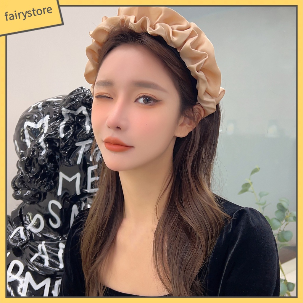 Băng Đô Cài Tóc Vải Satin Co Giãn Chống Trượt Phong Cách Hàn Quốc