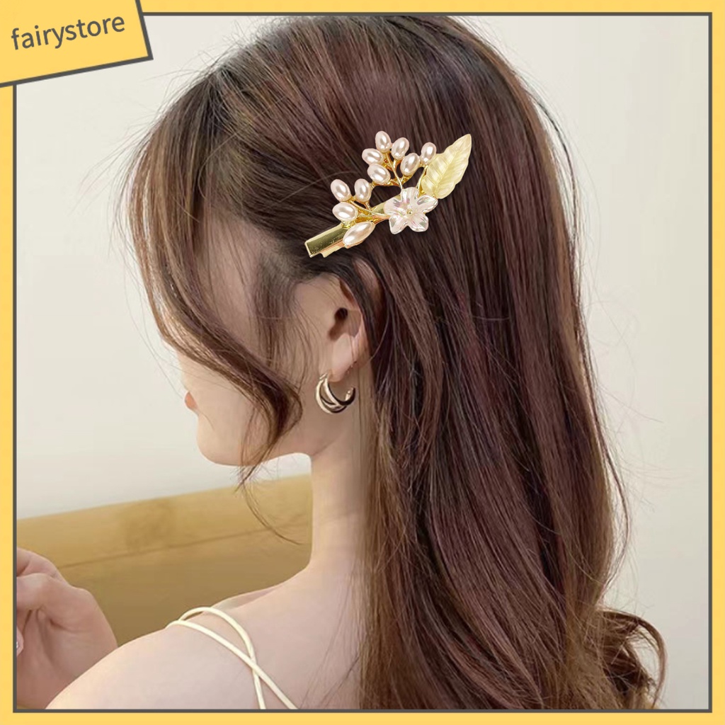 Kẹp Tóc Hoa Đính Ngọc Trai Giả Phong Cách Hàn Quốc Ngọt Ngào Cho Cô Dâu