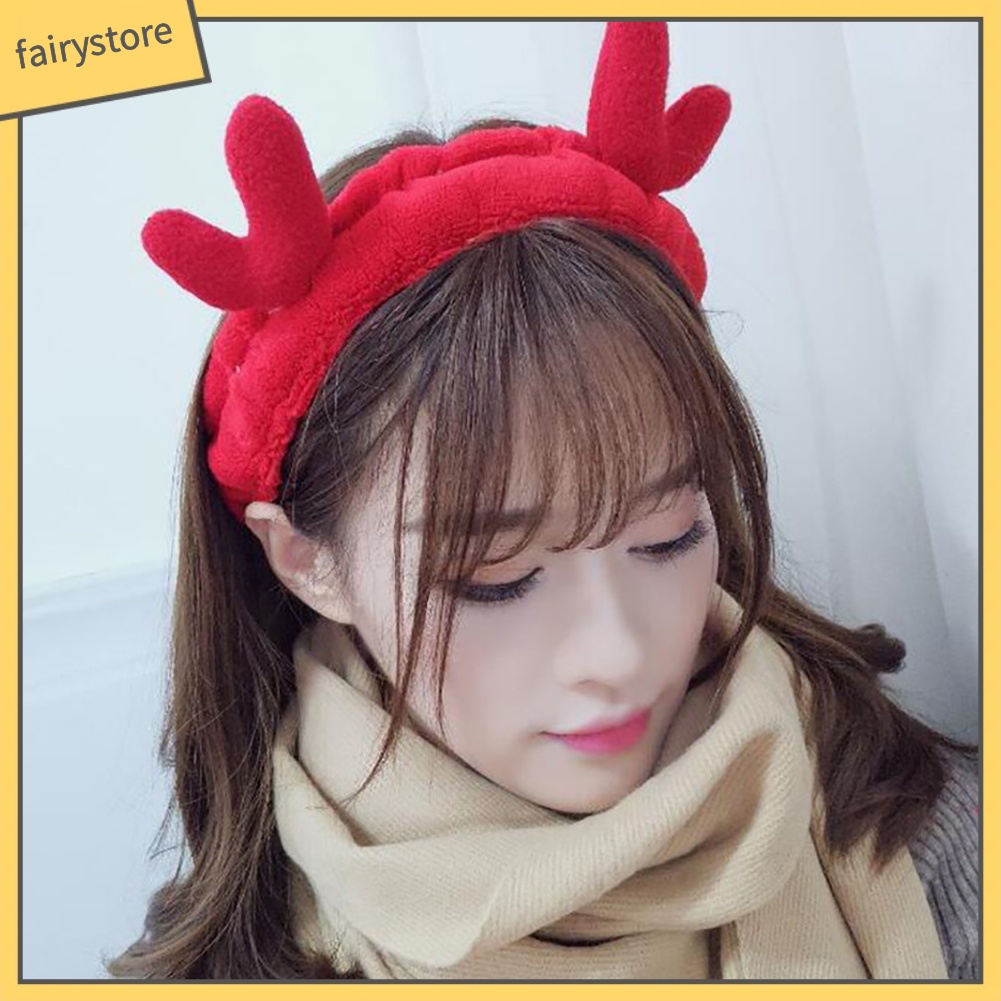 Băng Đô Cài Tóc Hình Sừng Hươu Bằng Cotton Co Giãn Cho Nữ