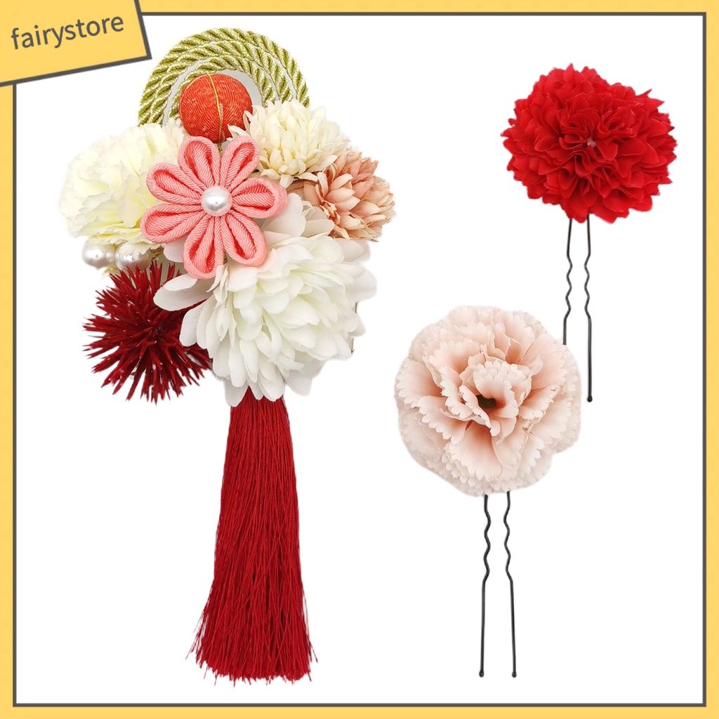 Bộ 3 Kẹp Tóc Hoa Đính Ngọc Trai Nhân Tạo Chống Rơi Thời Trang Dự Tiệc