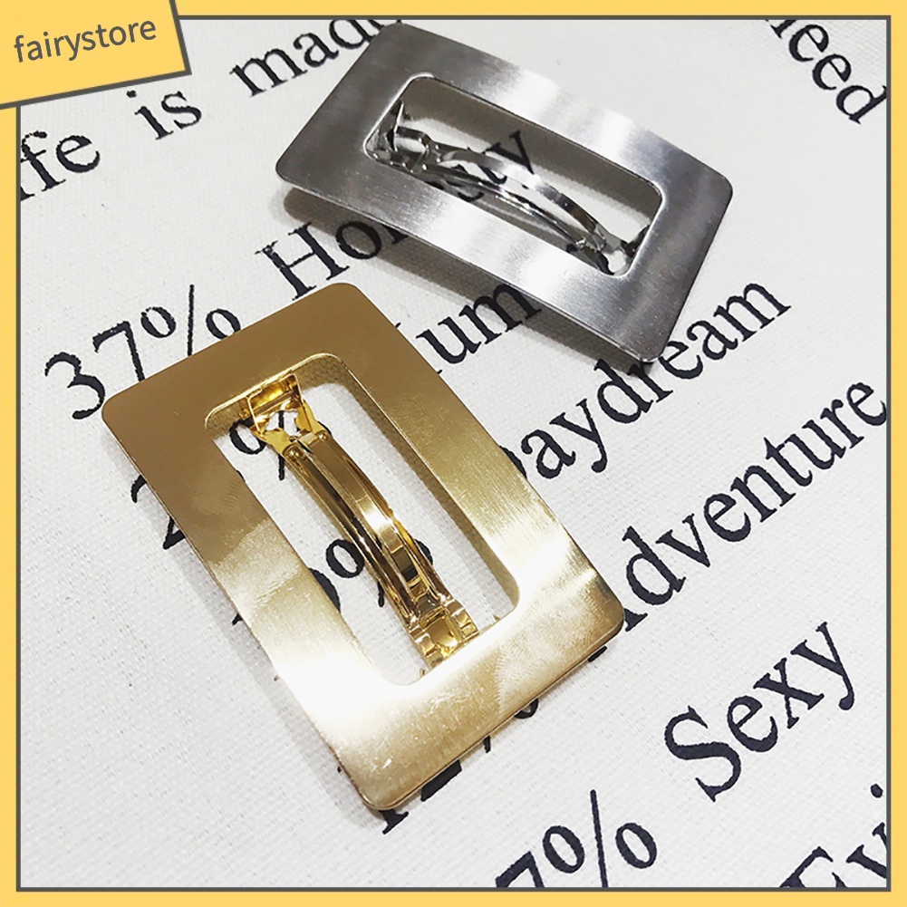 Kẹp Tóc Kim Loại Hình Chữ Nhật Rỗng Thời Trang Cho Nữ