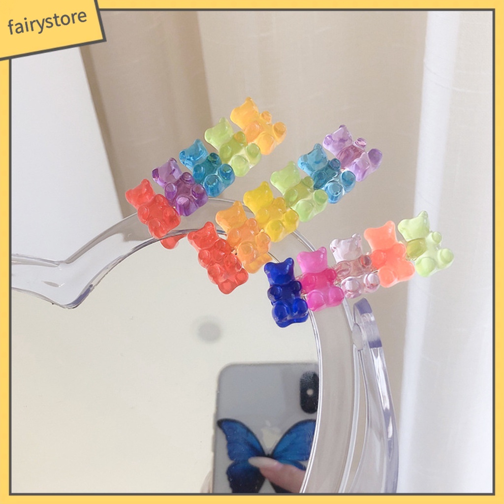 Kẹp Tóc Hình Gấu Bằng Nhựa Resin Nhiều Màu Sắc Xinh Xắn