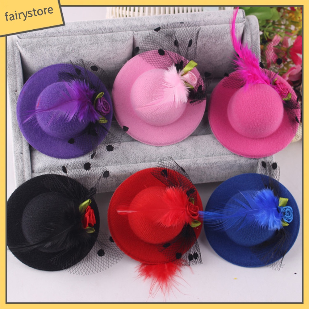 Set 6 Kẹp Tóc Hình Nón Vành Nhỏ Phối Mạng Che Mặt Cho Bé Gái