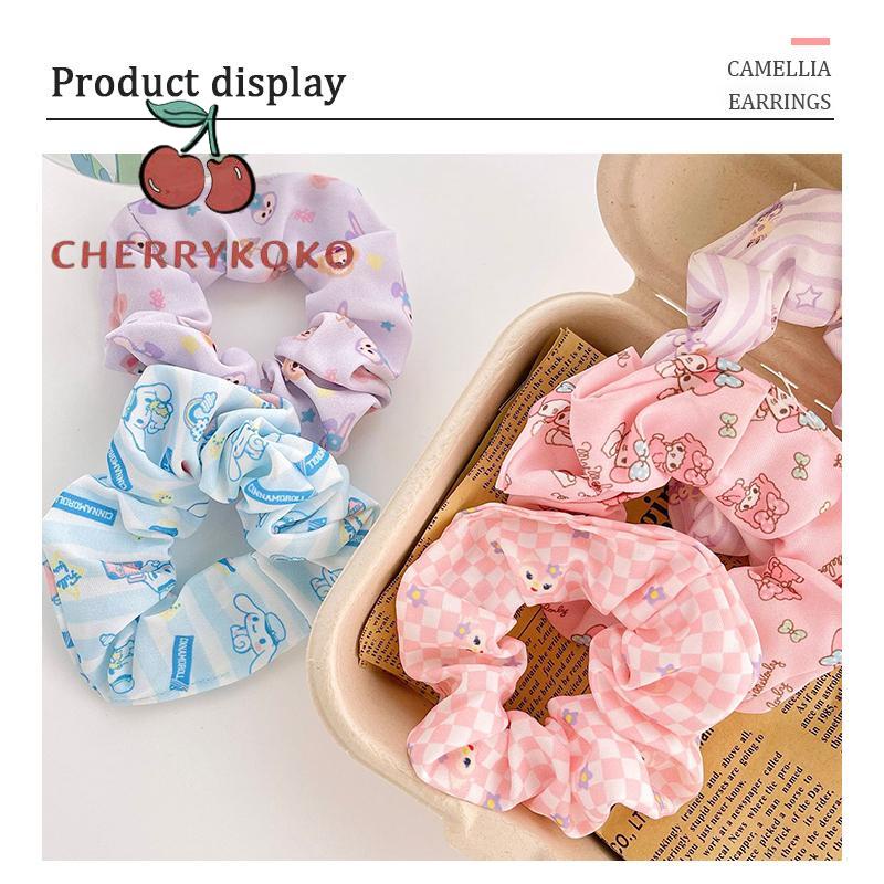 🍒🍒CHERRYKOKO Dây Buộc Tóc Cao Su Bọc Vải Lông Hình Búp Bê Sanrio Dễ Thương Thời Trang Thu Đông