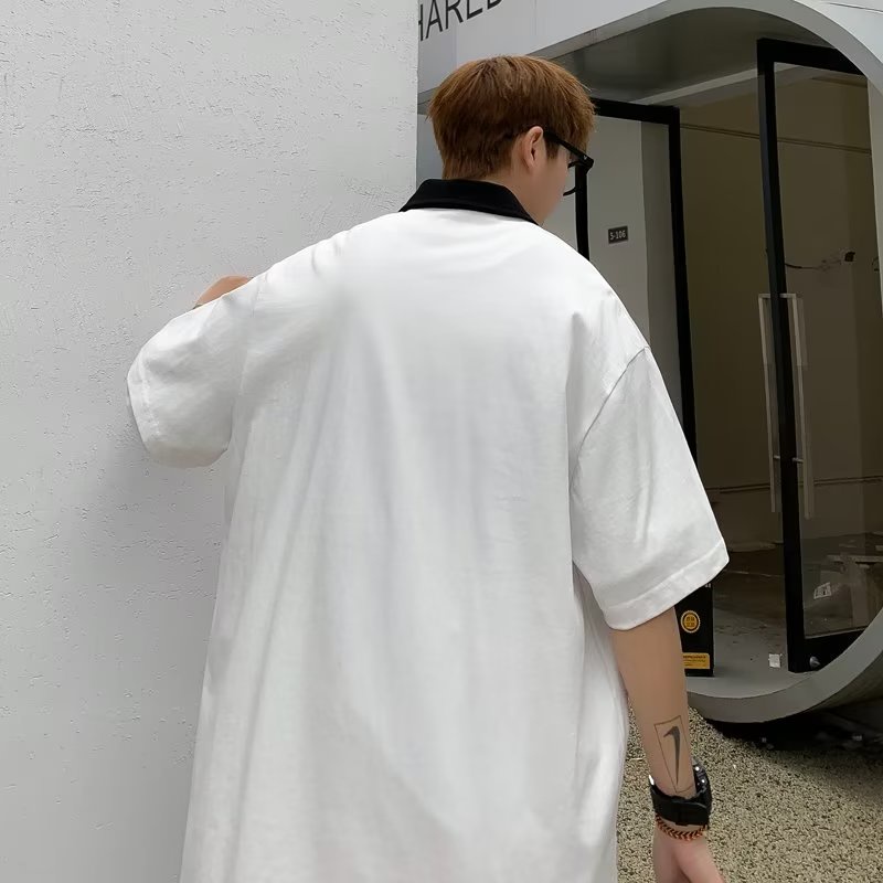 Áo Thun POLO Tay Ngắn Dáng Rộng In Chữ Phong Cách Đường Phố Mỹ Cá Tính Cho Nam