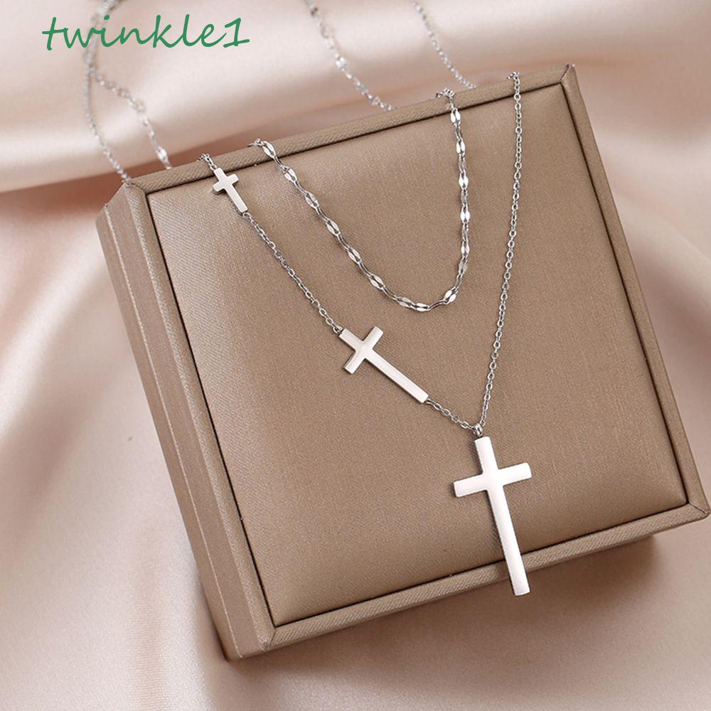 Vòng cổ Thép Titan Mặt Thánh Giá Phong Cách Đường Phố Cá Tính