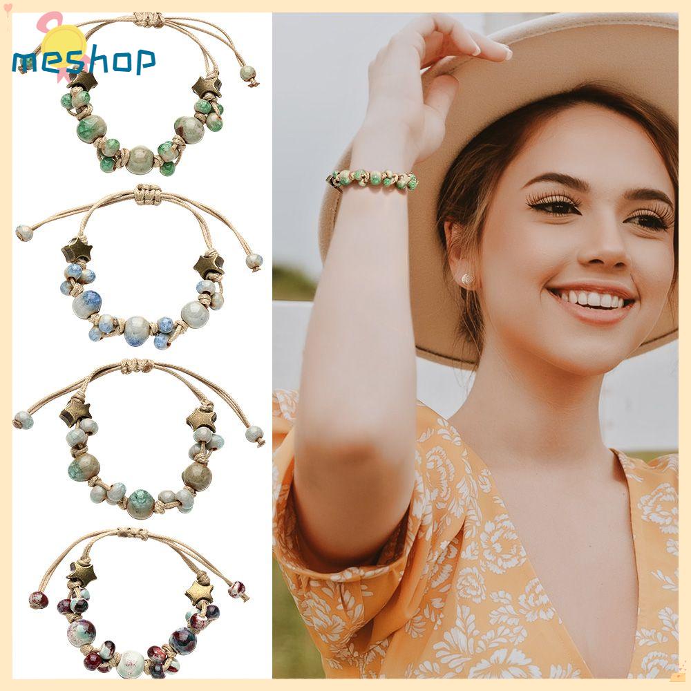 Vòng Tay Dây Bện Đính Hạt Phong Cách Retro