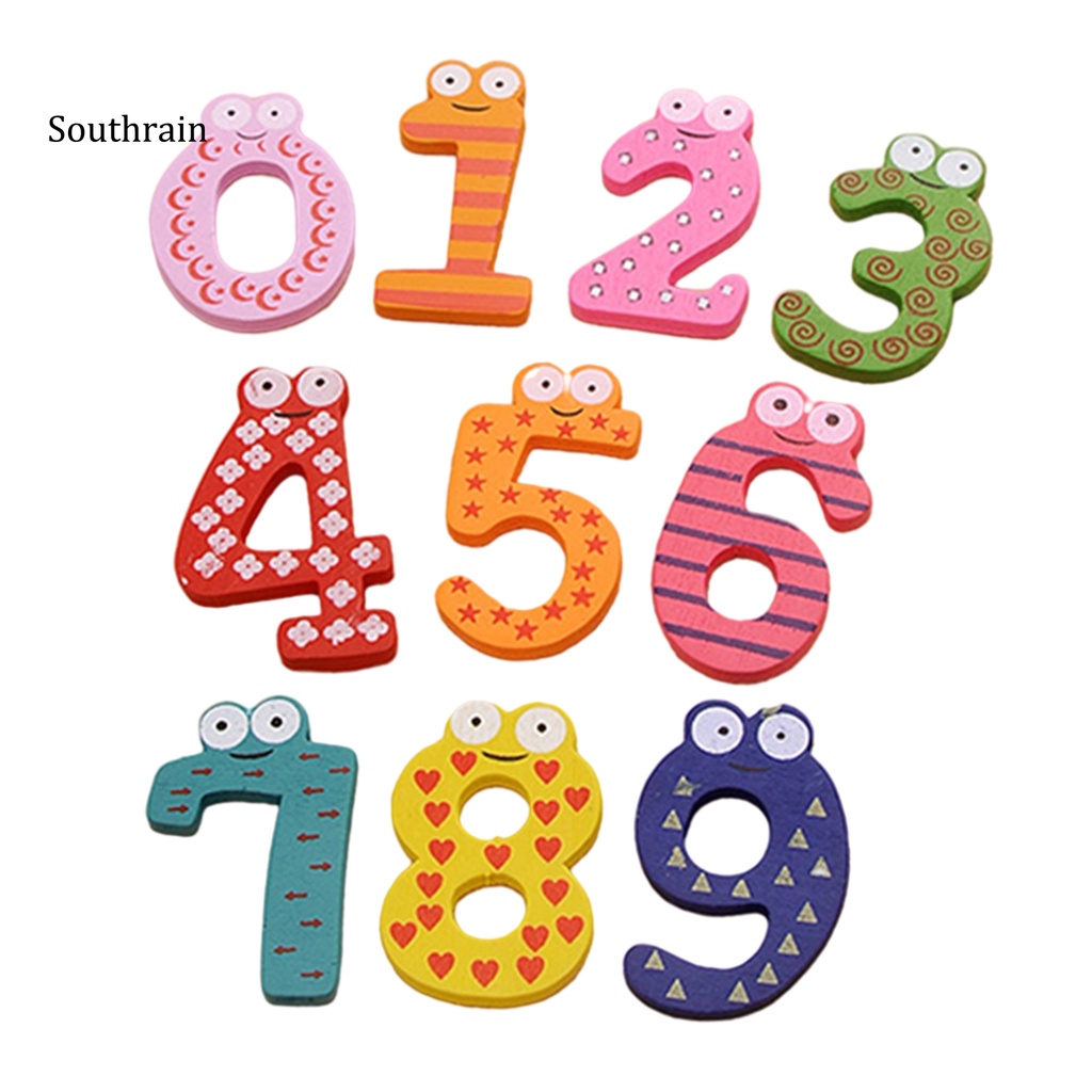 Set 10 Chữ Số 0-9 Bằng Gỗ Dễ Thương Cho Bé