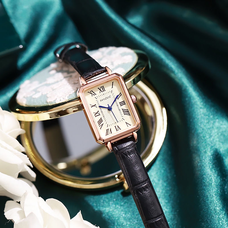 Đồng Hồ Quartz Mặt Vuông Dây Da Thời Trang Mới 2023