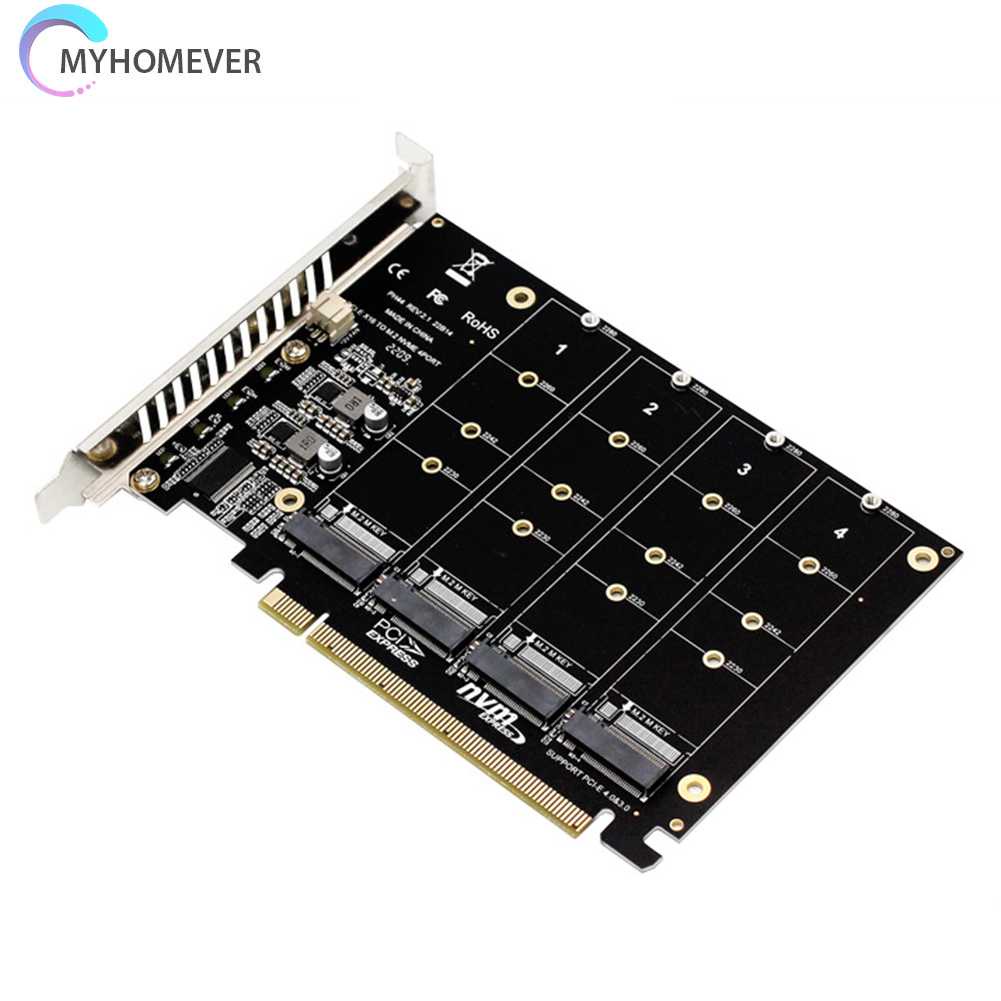 Bộ ChuyểN ĐổI Ổ CứNg 4 CổNg M.2 NVME SSD Sang PCIE X16, Hỗ Trợ 2230 / 2242 / 2260 / 2280