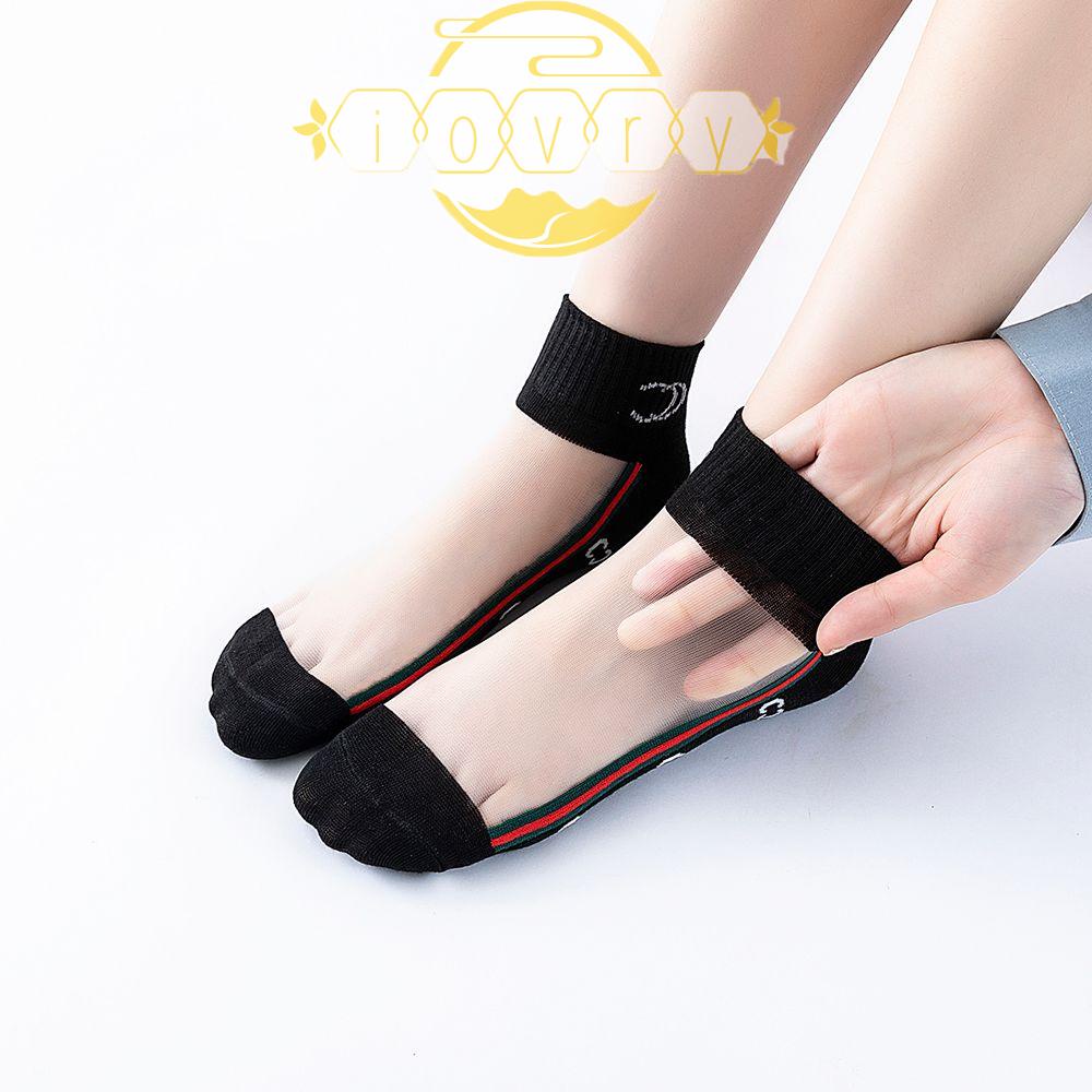 Vớ Lụa Thủy Tinh Mềm Mại Co Giãn Thoáng Khí Không Trơn In Chữ Thời Trang Cho Nữ