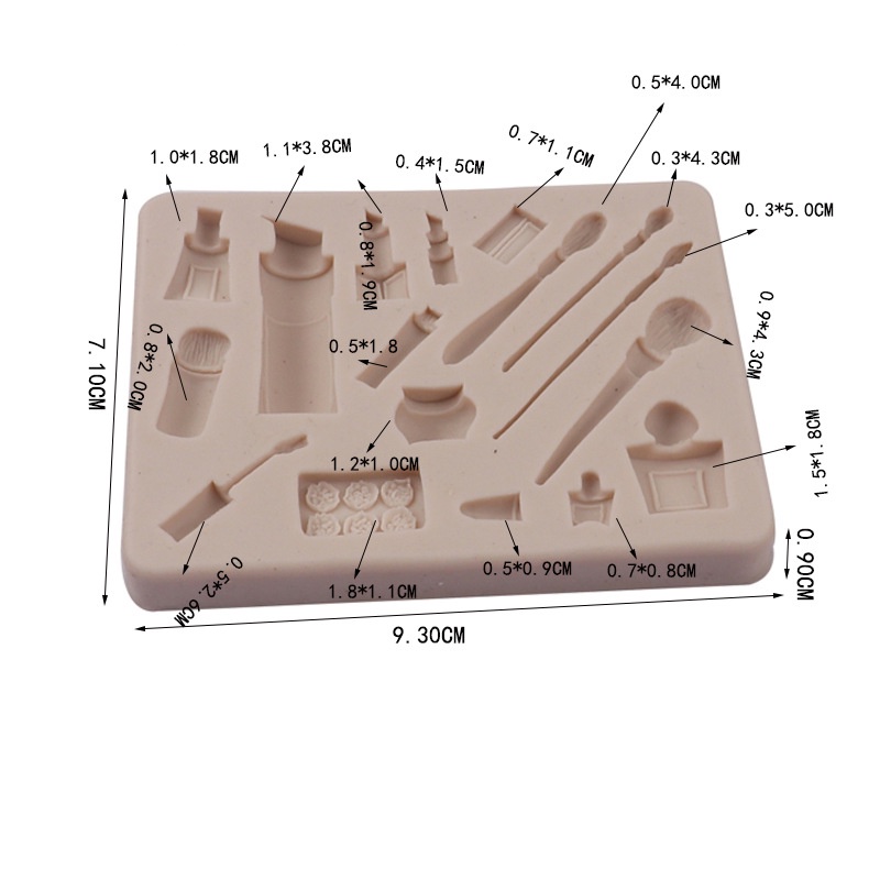 Khuôn Silicone Tạo Hình Làm Bánh Hình Son Môi / Cọ Trang Điểm