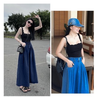 Set áo 2 dây răng cưa+chân váy jean midi 💖 kèm ảnh thật