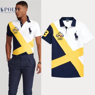 Embroidered Men's Yellow White Sapphire Blue Contrast Color POLO Color POLO Short Sleeve Shirt Short Lapel T Net High Quality Pure Cotton