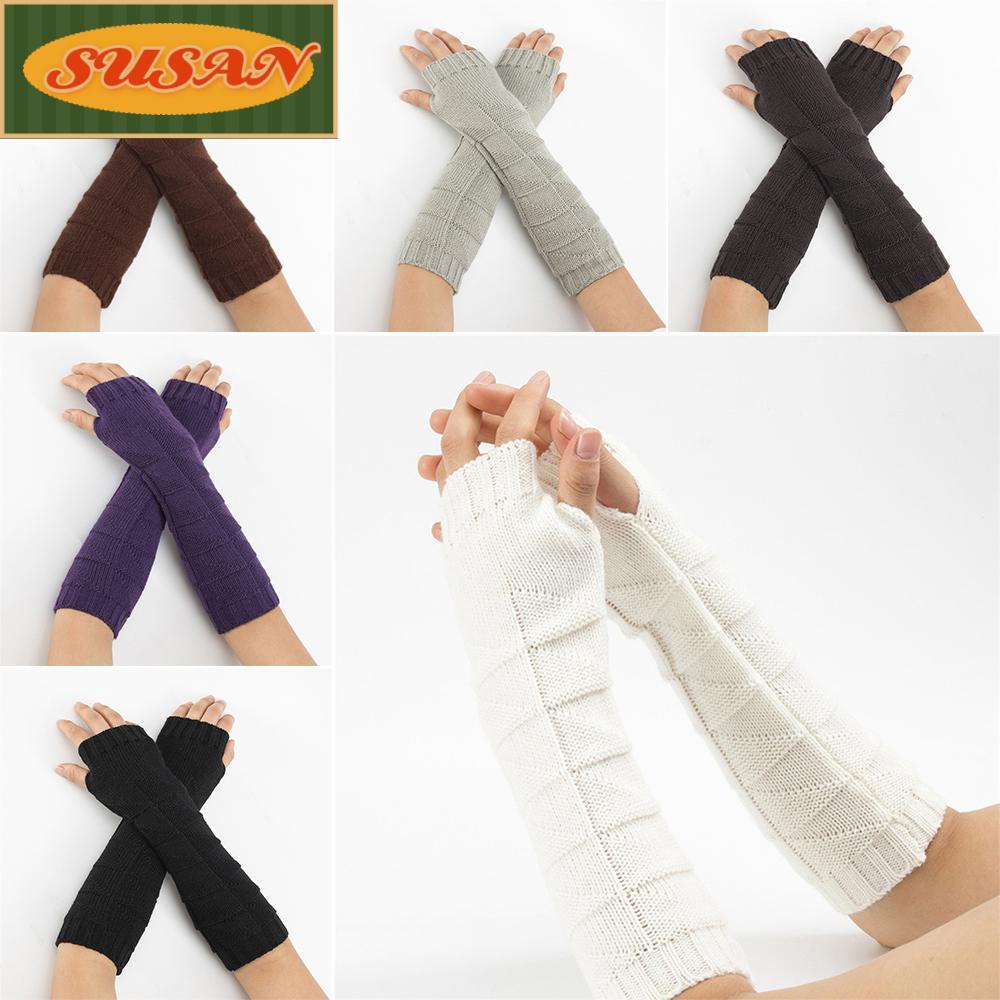 Găng Tay Đan Len Dài Co Giãn Màu Sắc Ngọt Ngào