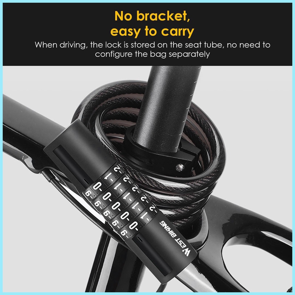 Dây Khóa Xe Đạp Kết Hợp Mật Khẩu 5 Chữ Số Bằng Thép Dày Dặn PVC tdevn