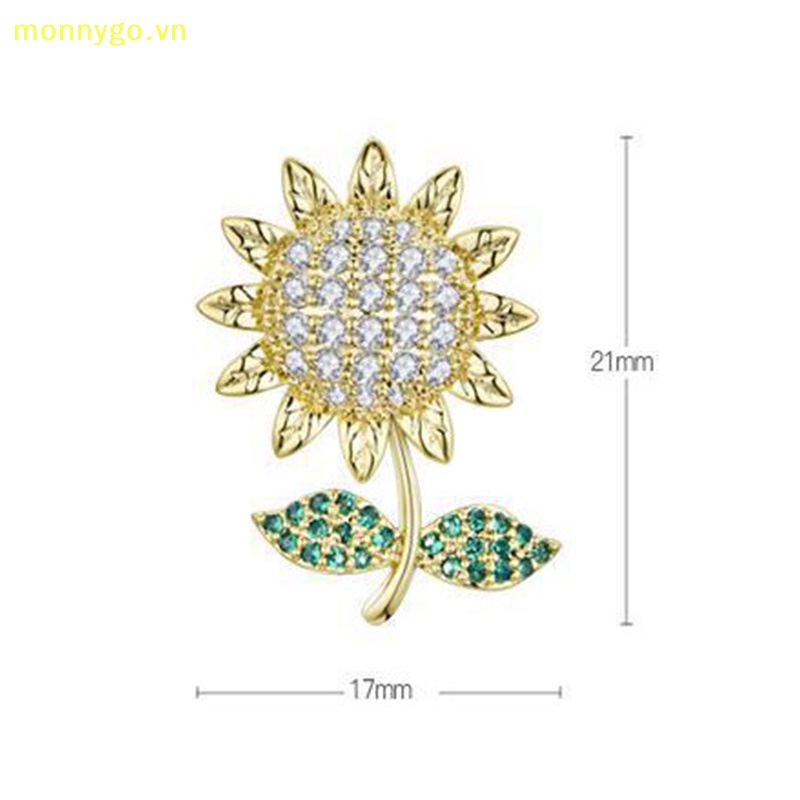 Monnygo trendy shiny rhinestone sunflower brooches anti-light buckle brooch vải cố định ghim nhỏ trang trí đường viền cổ áo phụ kiện mùa hè vn
