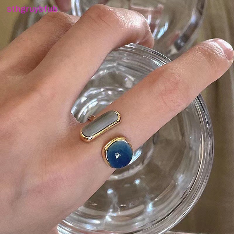 Nhẫn Kim Loại Mặt Tròn Nhiều Màu Sắc Phong Cách Vintage