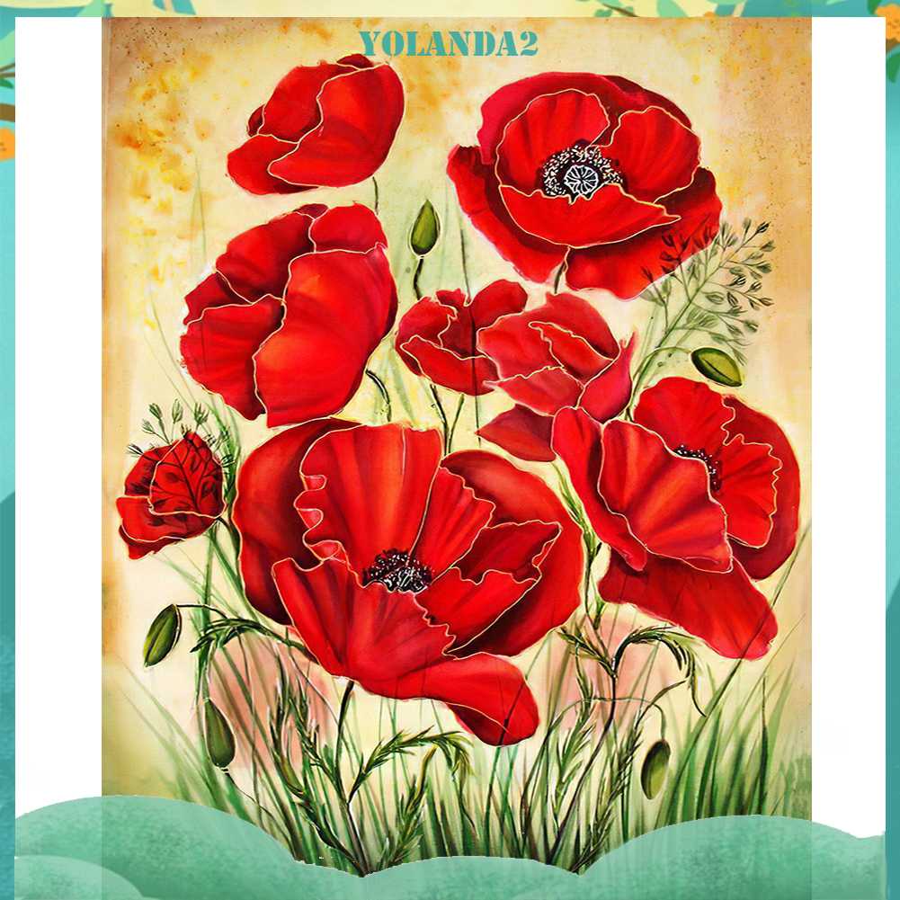 Tranh Đính Đá Kim Cương Toàn Bộ 5D DIY Hình Vẽ Hoa Trang Trí Nhà Cửa