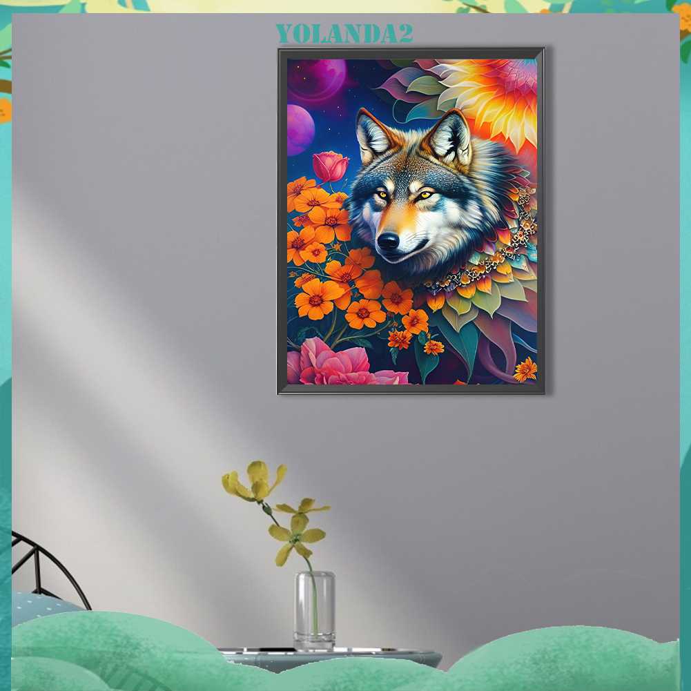 Tranh Đính Đá Kim Cương Toàn Bộ 5D DIY Hình Vẽ Sói Trang Trí Nhà Cửa
