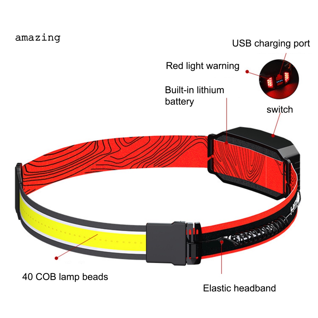 Đèn LED COB Đeo Đầu Bằng Nhựa ABS Bền Chống Nước Thoải Mái Khi Chạy Bộ