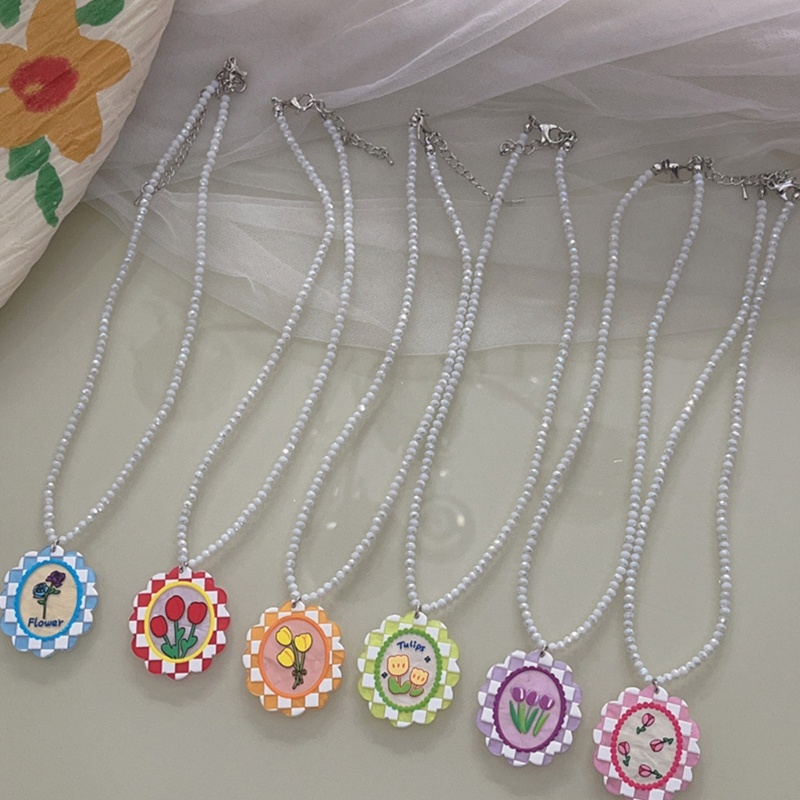 Vòng Cổ Choker Dạng Chuỗi Hạt Ngắn Đính Hoa Nhiều Màu Phong Cách Bohemian Y2K Cho Nữ