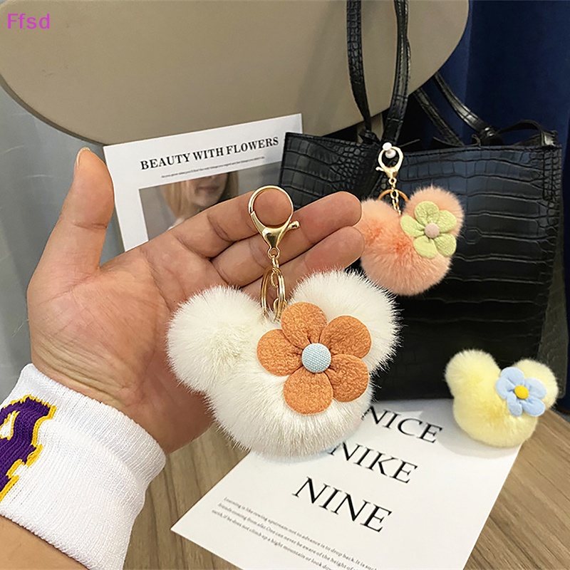 {Ffsd} 1 Móc Khóa Hình Hoa Hướng Dương Lông Xù Mềm Mại Đầy Màu Sắc Đáng Yêu