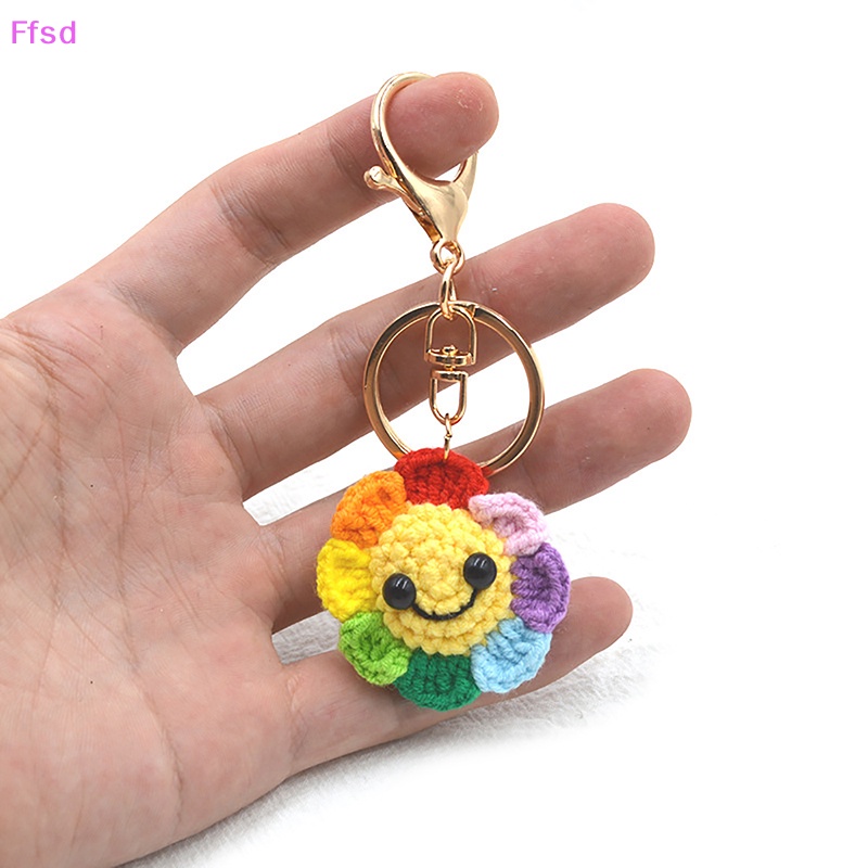 {Ffsd} Móc Điện Thoại Di Động Dạng Móc Khóa Đan Len Thủ Công Mặt Cười Hoa Hướng Dương Nhỏ Sáng Tạo Thích Hợp Làm Quà Tặ