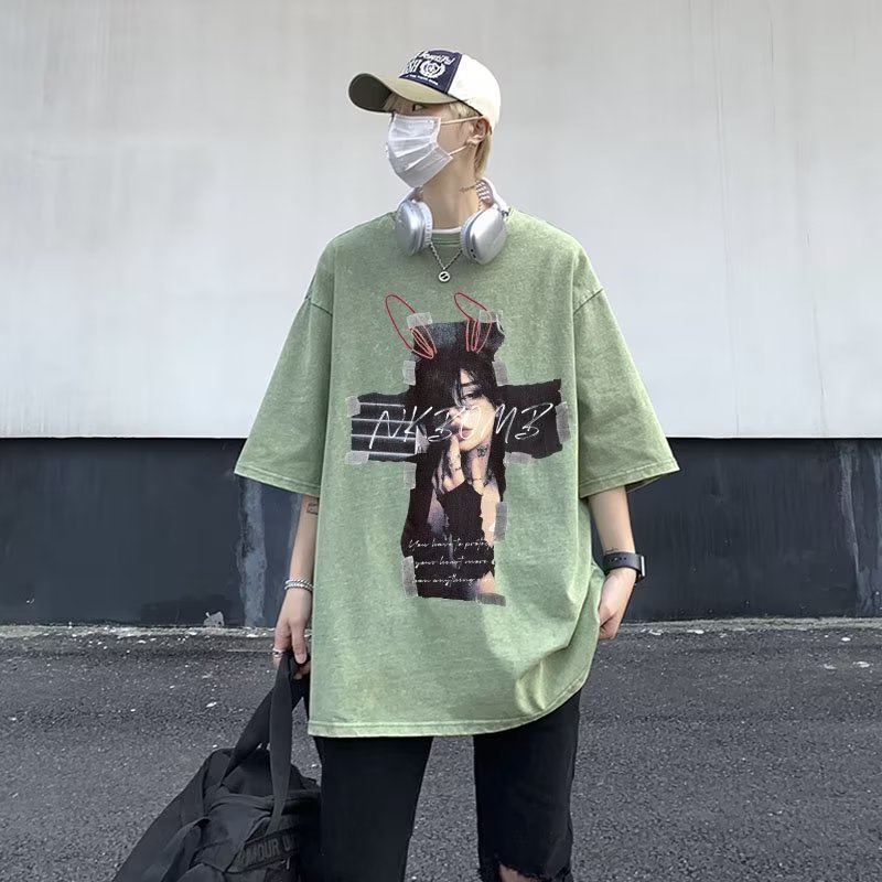 Áo Thun Tay Lỡ In Họa Tiết Phong Cách Hip Hop Âu Mỹ Thời Trang Đường Phố Mới 2023