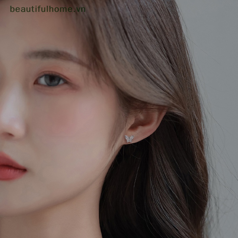 1 Đôi Bông Tai Helix Hình Hoa Bướm Đính Kim Cương Giả Dành Cho Nữ