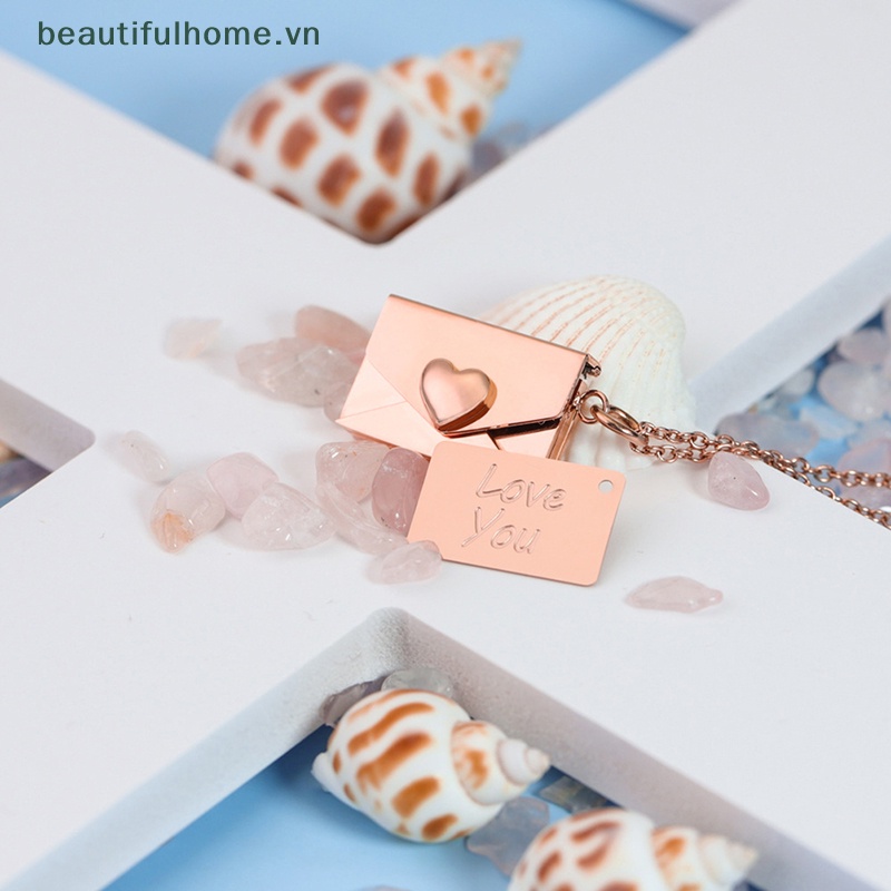 [beautifulhome] Mặt Vòng cổ Dạng Phong Bì Bằng Thép Không Gỉ Hình Trái Tim Sáng Tạo Dành Cho Cặp Đôi [beauty]
