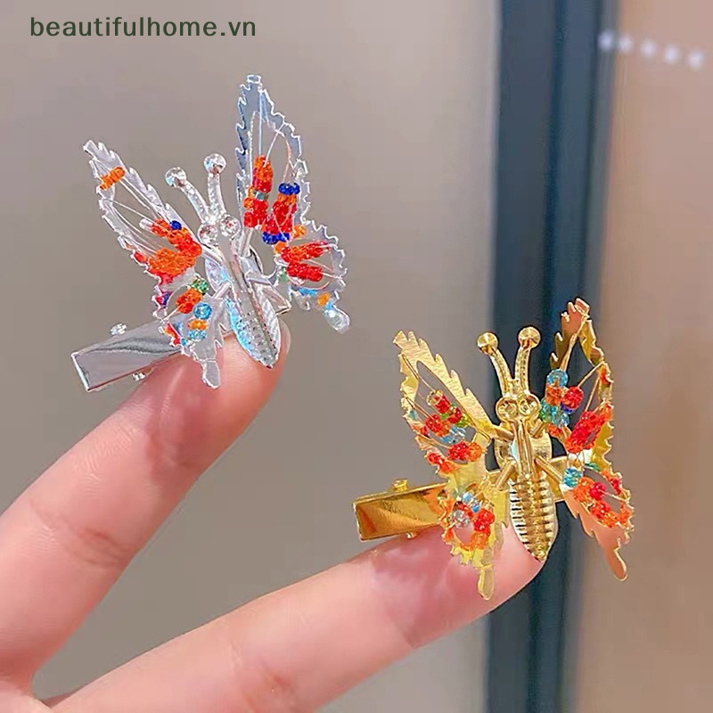 Kẹp Tóc Hình Bướm Bằng Kim Loại Thiết Kế Đục Lỗ Thời Trang Cho Nữ