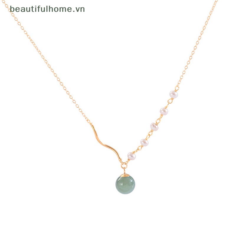 [beautifulhome] Vòng Cổ Hạt Ngọc Trai Hetian Nhỏ Thanh Lịch Màu Vàng Đồng Đính Hạt Ngọc Trai Trang Sức Cho Nữ [beauty]