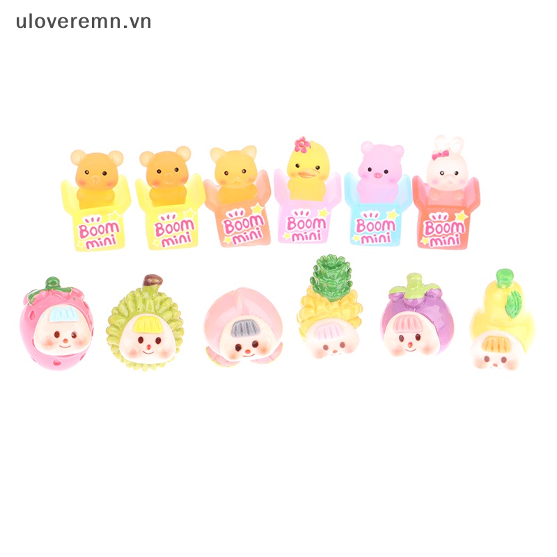 Set 2 Móc Khóa Nhựa Resin Hình Hoạt Hình 3D Phát Sáng DIY