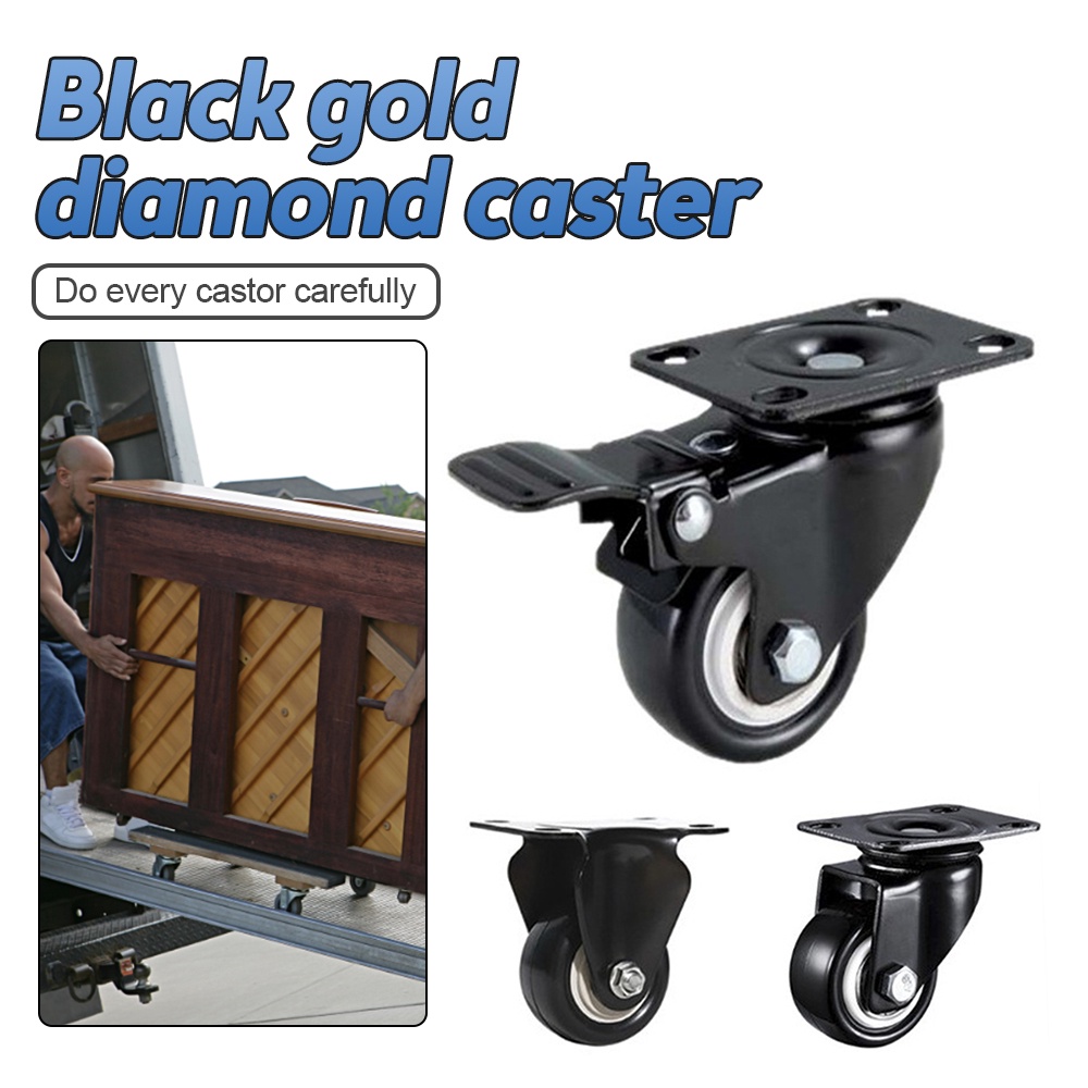 Set 4 Bánh Xe 2 "Màu Đen Bằng Polyurethane