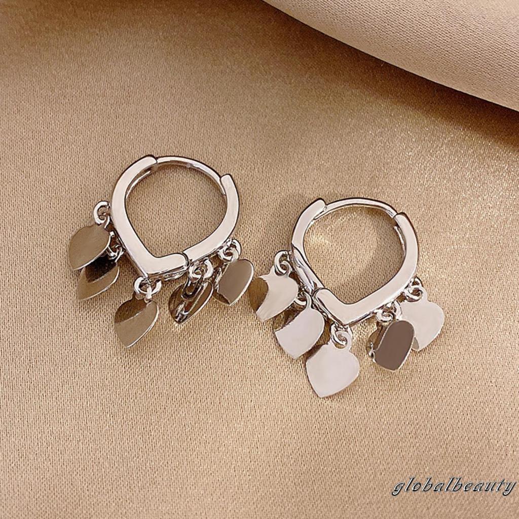 Bông Tai Dáng Dài Hình Trái Tim Dễ Thương Cho Nữ