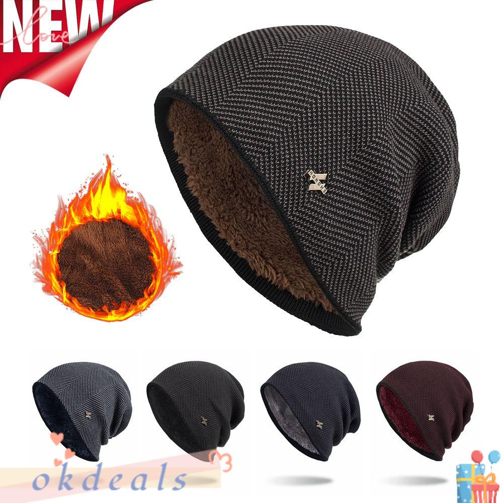 OKDEALS Mũ Beanie Vải Nỉ Dày Màu Trơn In Hình Đầu Lâu Cá Tính Cho Nam