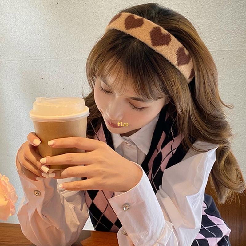 Flgo Băng Đô Cài Tóc Rửa Mặt Họa Tiết Trái Tim Nhiều Màu Sắc Phong Cách Ngọt Ngào