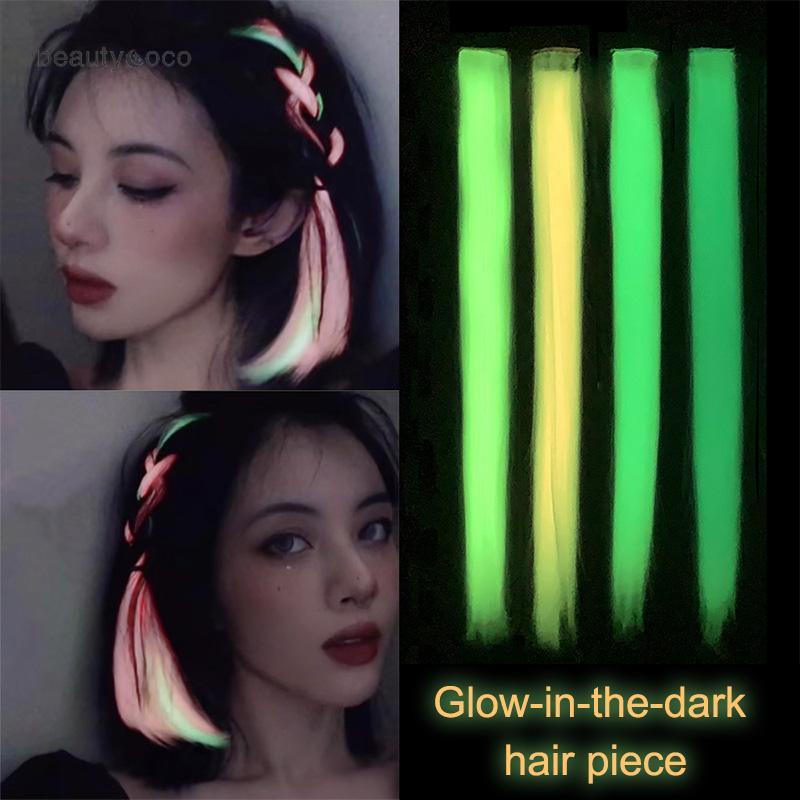 beautycoco🍊Tóc Giả Dạ Quang Hấp Thụ Ánh Sáng Đầu Tiên / Tóc Thẳng Nối Dài