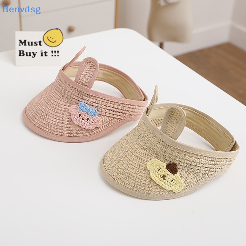 Mũ Rơm Chống Nắng Hở Chóp Hình Gấu Hoạt Hình Thời Trang Đi Biển Mùa Hè Cho Bé Trai Và Gái