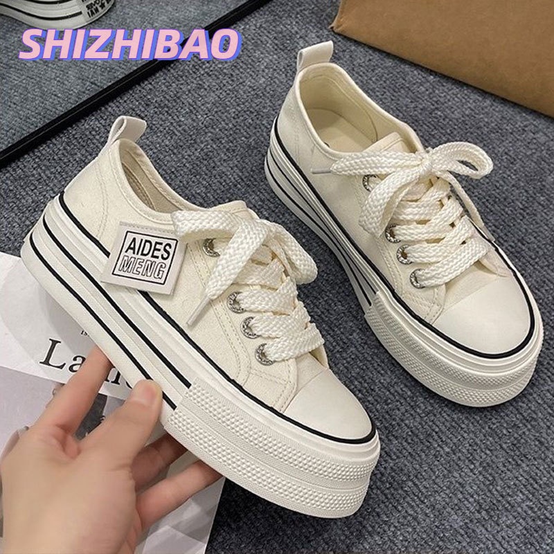 Shizhibao Giày Thể Thao Mũi Tròn Nhẹ Và Tối Giản Cho Nữ