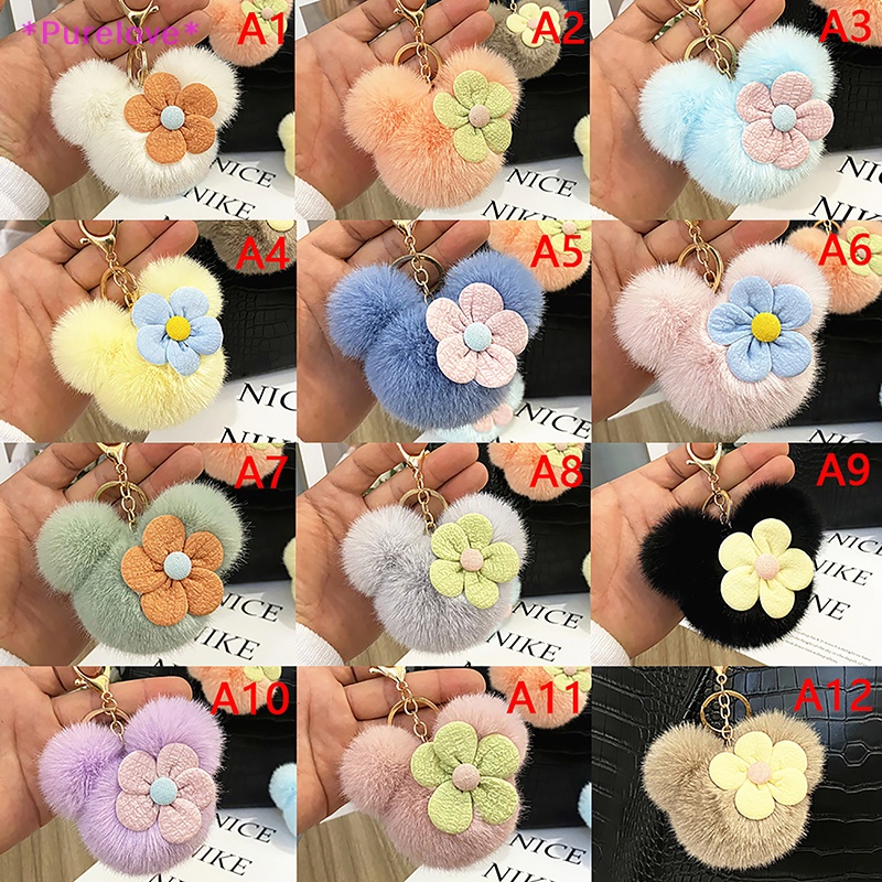 1 Móc Khóa Hình Đầu Chuột Phối Bông Nhiều Màu Đáng Yêu Mới