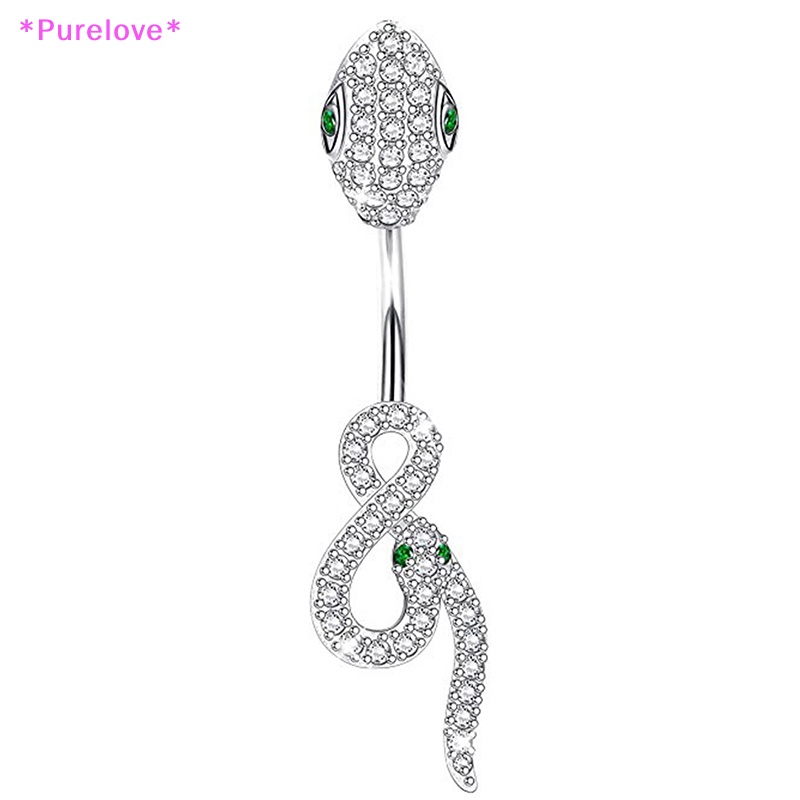 Khuyên Rốn Hình Rắn Bằng Thép Không Gỉ Đính Đá Zircon Thời Trang Dành Cho Nữ Mới