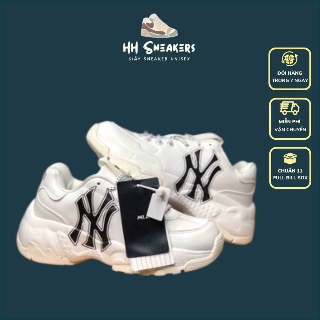 Giày thể thao MLB NY đen hàng đế tách nam nữ, Giày sneaker nam nữ độn đế tăng chiều cao Full Box