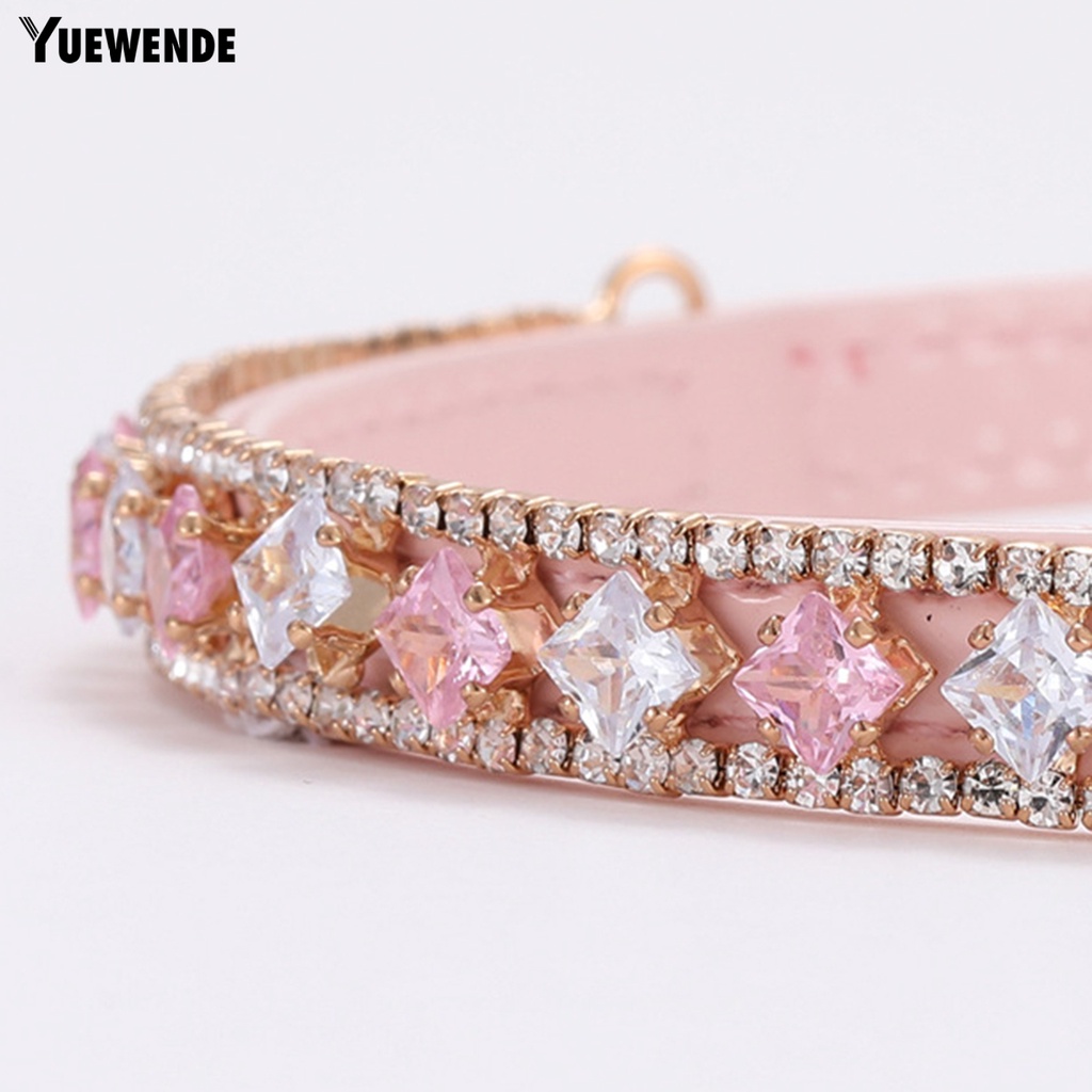 Vòng Cổ YQ.E Bằng Da Bò Đính Đá Có Thể Điều Chỉnh Thời Trang Dành Cho Thú Cưng