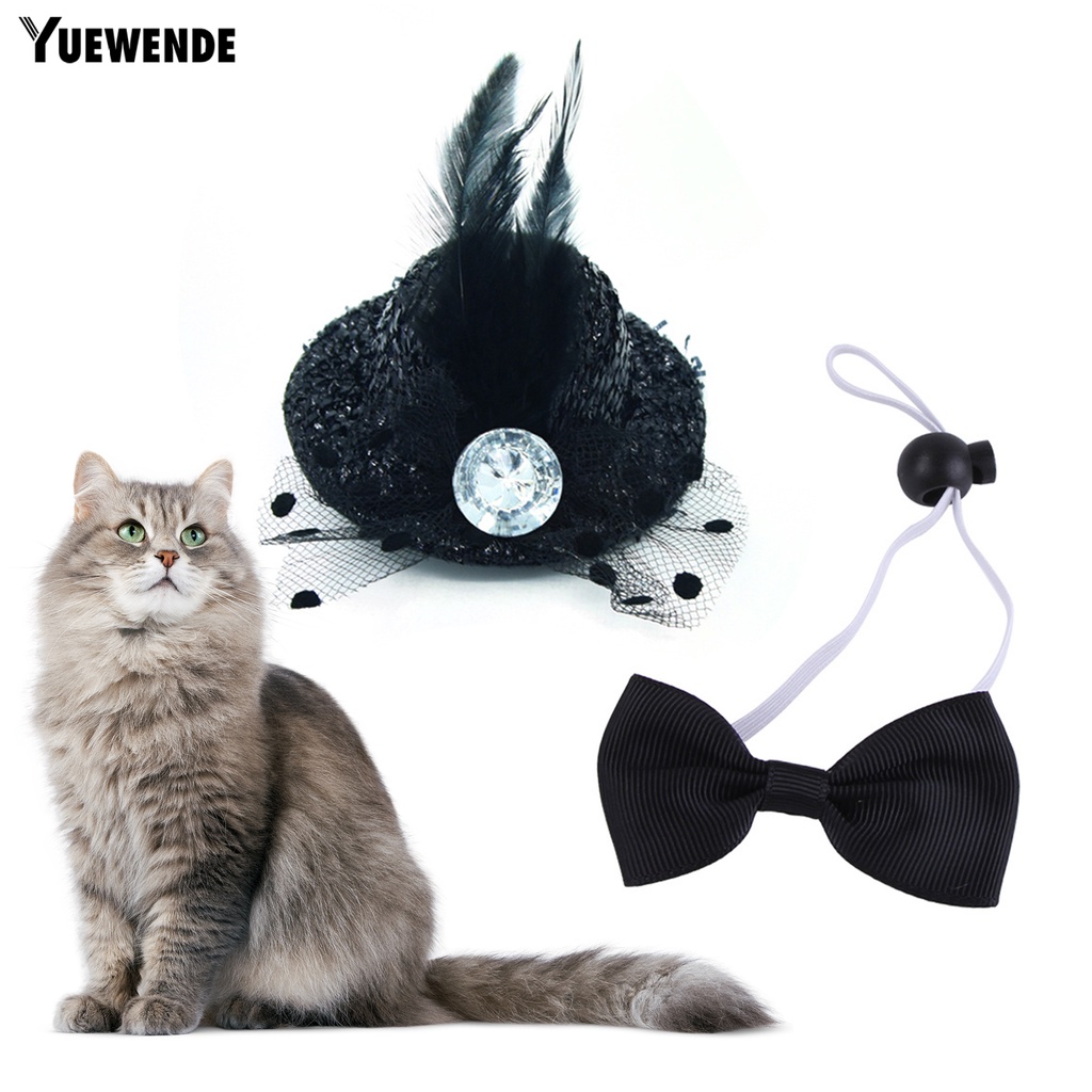 Yq.e 1 Set Mũ Lông Vũ Thắt Nơ Bằng Vải Nỉ Thân Thiện Với Da Không Gây Kích Ứng Dễ Sử Dụng Dành Cho Thú Cưng