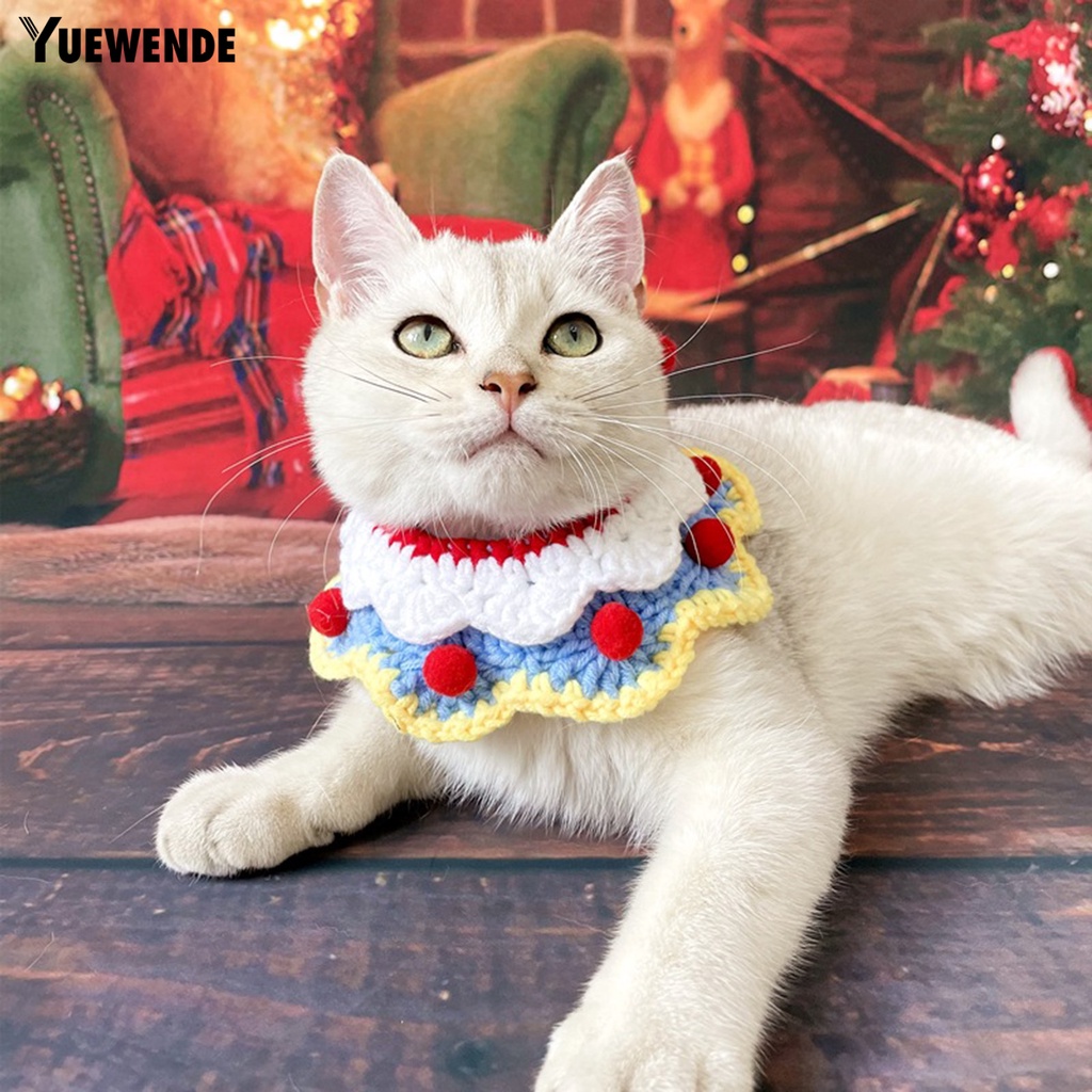 Yq.e Yếm Đeo Cổ Hai Lớp Thân Thiện Với Da Họa Tiết Cánh Hoa Trang Trí Giáng Sinh Dành Cho Thú Cưng