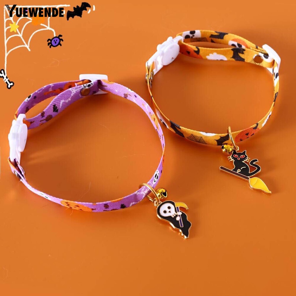 Yq.e Vòng Cổ Họa Tiết Ma Bí Ngô Chống Sặc Nước Mềm Mại Có Chuông Cho Thú Cưng Trong Lễ Hội Halloween