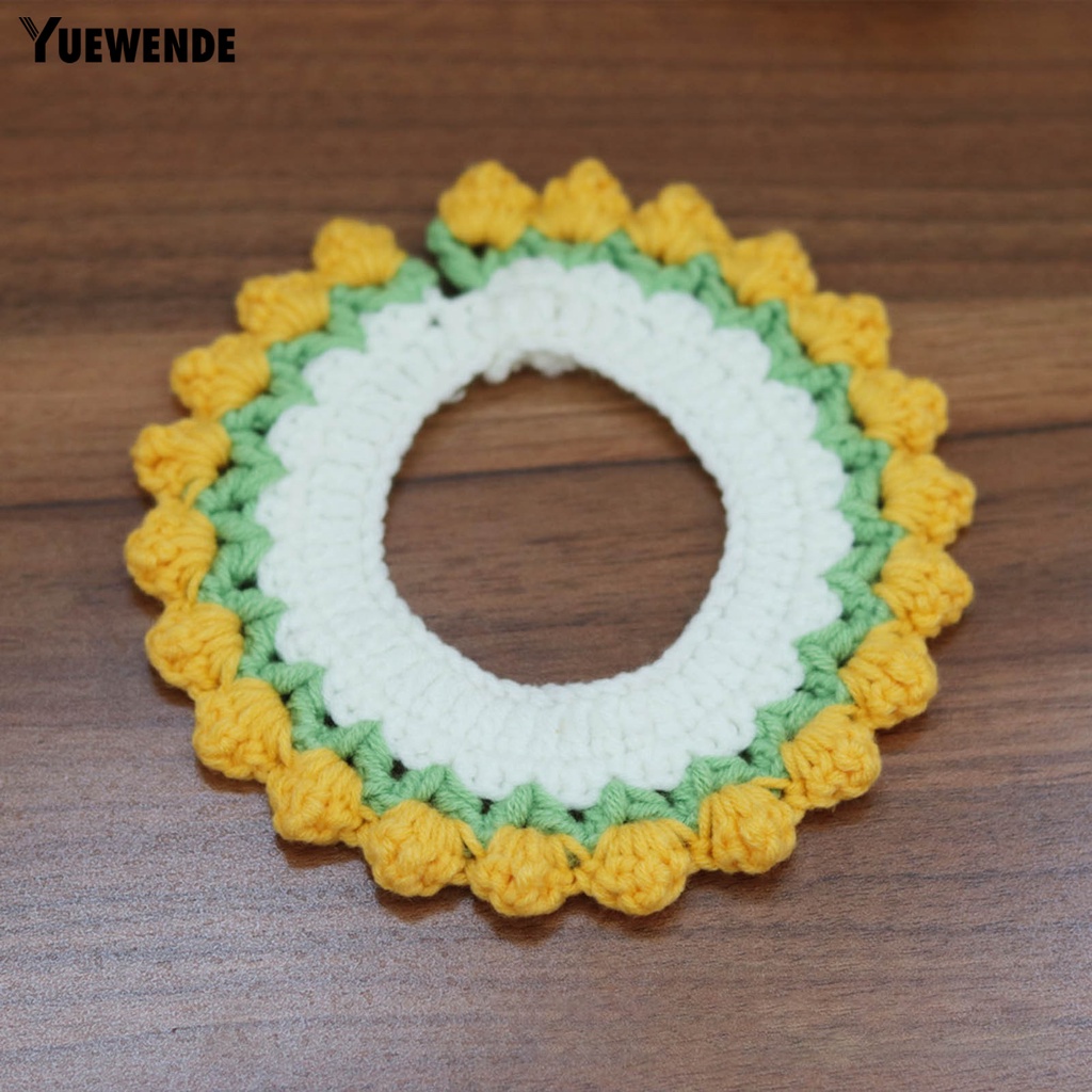 Yq.e Vòng Cổ Đan Len Thủ Công Viền Hình Hoa Tulip Thoải Mái Cho Thú Cưng