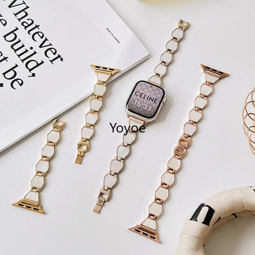 Dây Đeo Đồng Hồ Bằng Hợp Kim + Vỏ Sò Thời Trang 49mm 8 7 45mm 41mm 41mm 38mm Cho iwatch 6 5 4 3 SE 44mm 42mm 40mm
